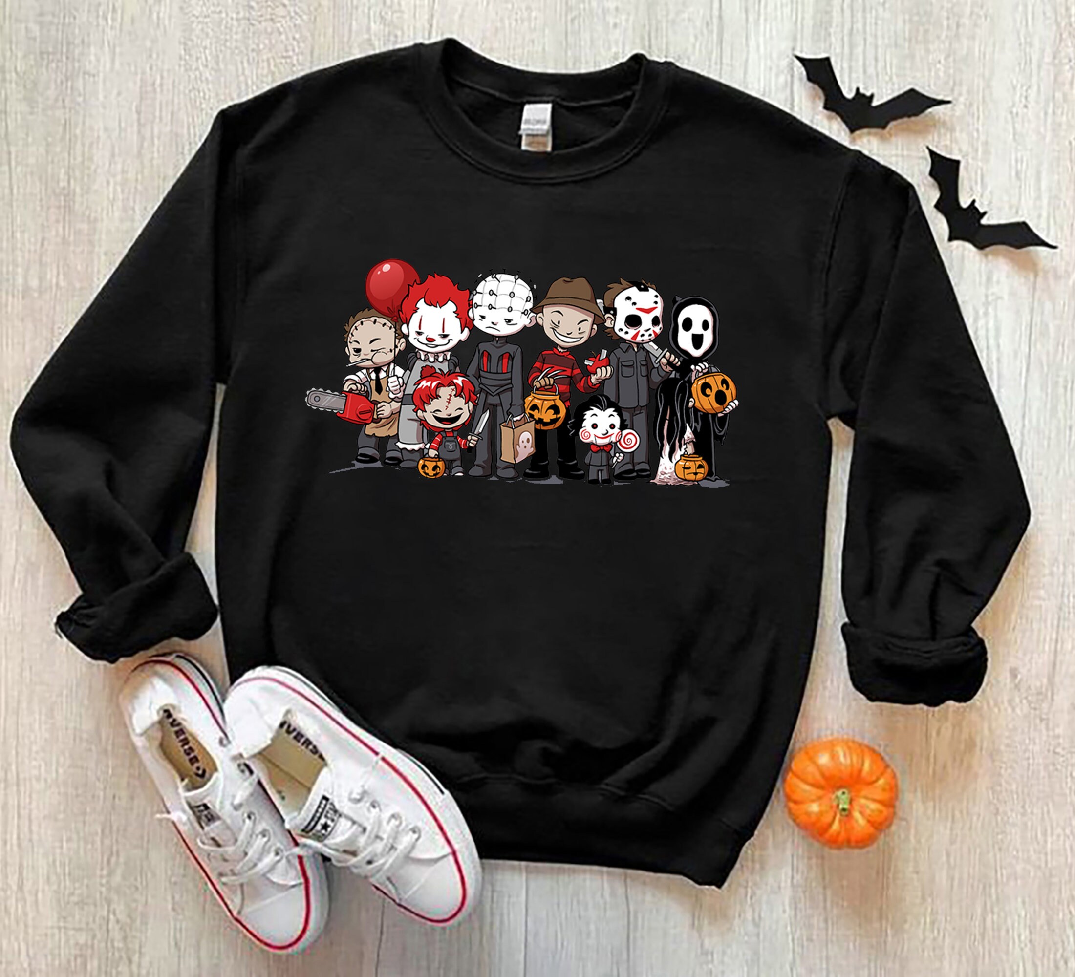 Characters Horror Movie Graphic Friends Killers Pumpkin Halloween Unisex Sweatshirt Characters Horror Movie Graphic Friends Killers Pumpkin Halloween Unisex Sweatshirt
