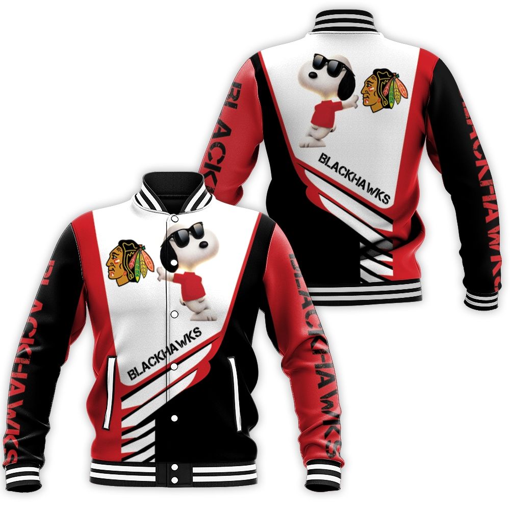 Chicago Blackhawks Snoopy For Fans 3d Baseball Jacket Chicago Blackhawks Snoopy For Fans 3d Baseball Jacket