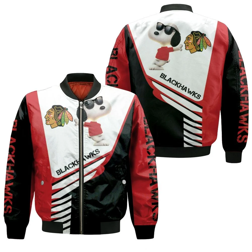 Chicago Blackhawks Snoopy For Fans 3d Bomber Jacket Chicago Blackhawks Snoopy For Fans 3d Bomber Jacket