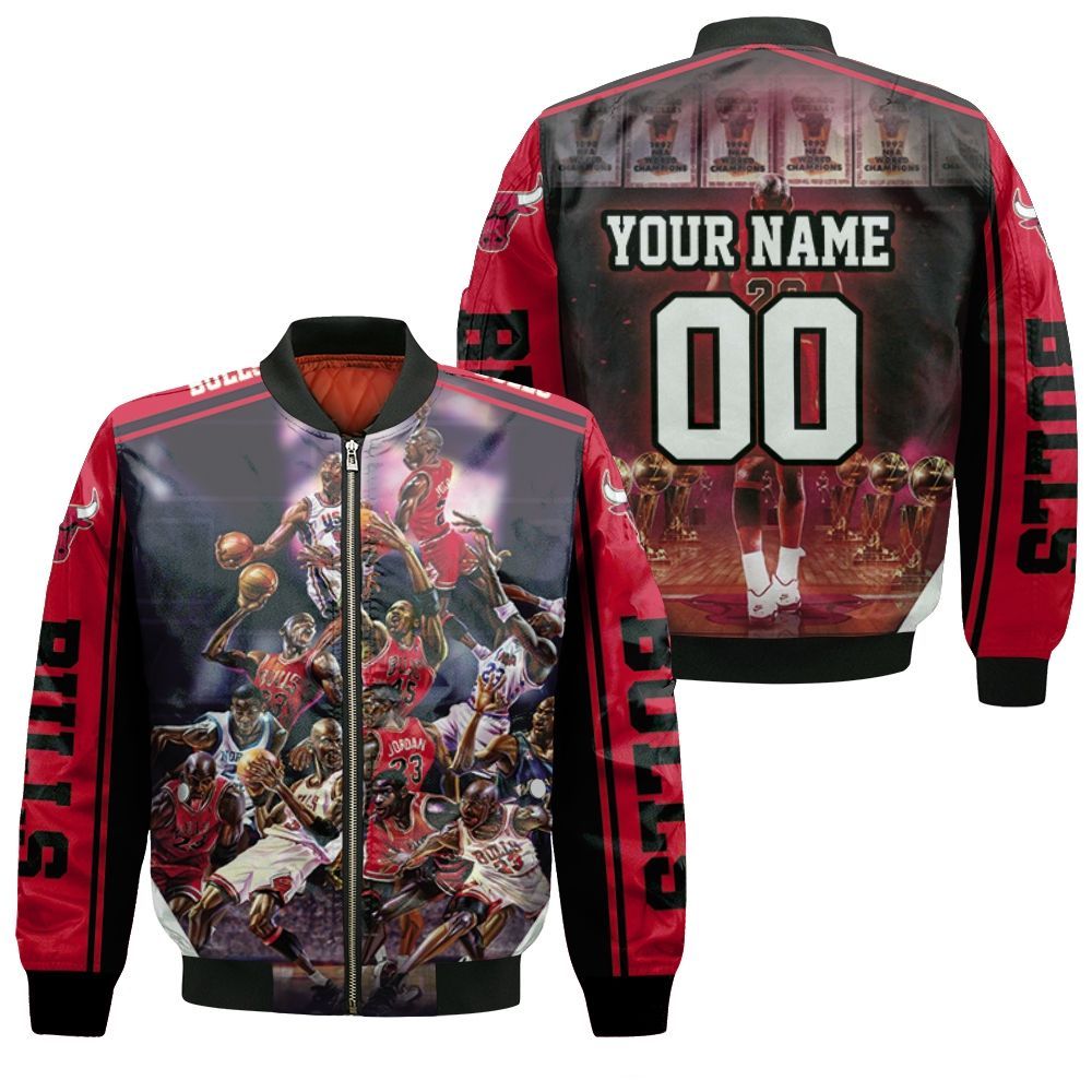 Chicago Bulls Michael Jordan And Legends Personalized Bomber Jacket Chicago Bulls Michael Jordan And Legends Personalized Bomber Jacket