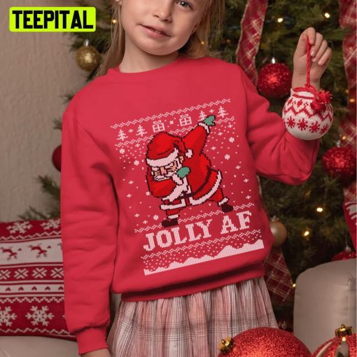 Christmas Dabbing Santa Jolly Af Ugly Unisex Sweatshirt
