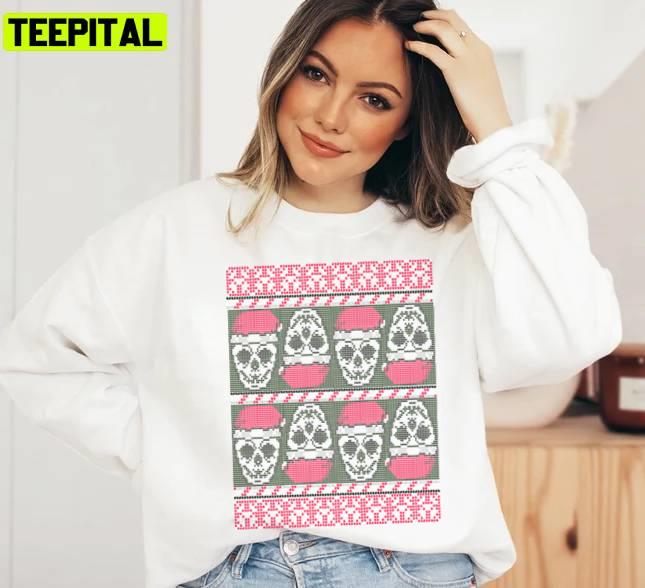 Christmas Skulls Red Knit Pattern Ugly Unisex Sweatshirt Christmas Skulls Red Knit Pattern Ugly Unisex Sweatshirt