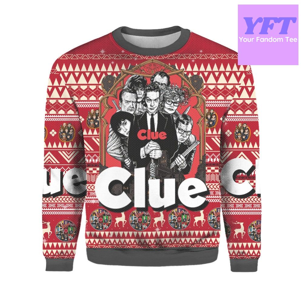 Clue Movie Christmnas Movie Lovers Merry 2022 3d Ugly Christmas Sweater Clue Movie Christmnas Movie Lovers Merry 2022 3d Ugly Christmas Sweater