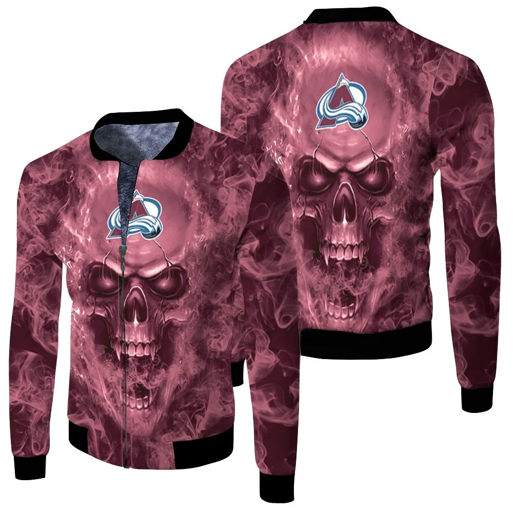 Colorado Avalanche Nhl Fans Skull Fleece Bomber Jacket Colorado Avalanche Nhl Fans Skull Fleece Bomber Jacket
