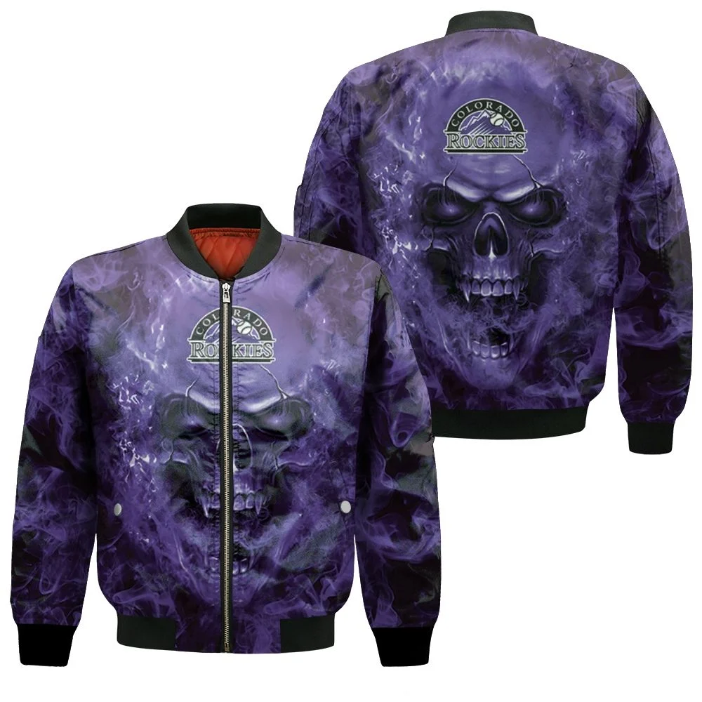 Colorado Rockies Mlb Fans Skull Bomber Jacket Colorado Rockies Mlb Fans Skull Bomber Jacket