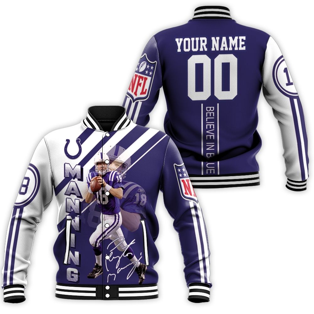 Colts Peyton Manning 3d Personalized Baseball Jacket Colts Peyton Manning 3d Personalized Baseball Jacket