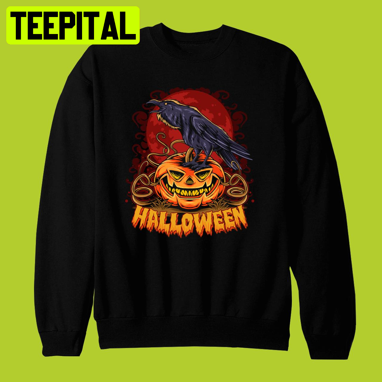 Crow On Pumpkin On Full Moon Cool Halloween Shirt Crow On Pumpkin On Full Moon Cool Halloween Shirt