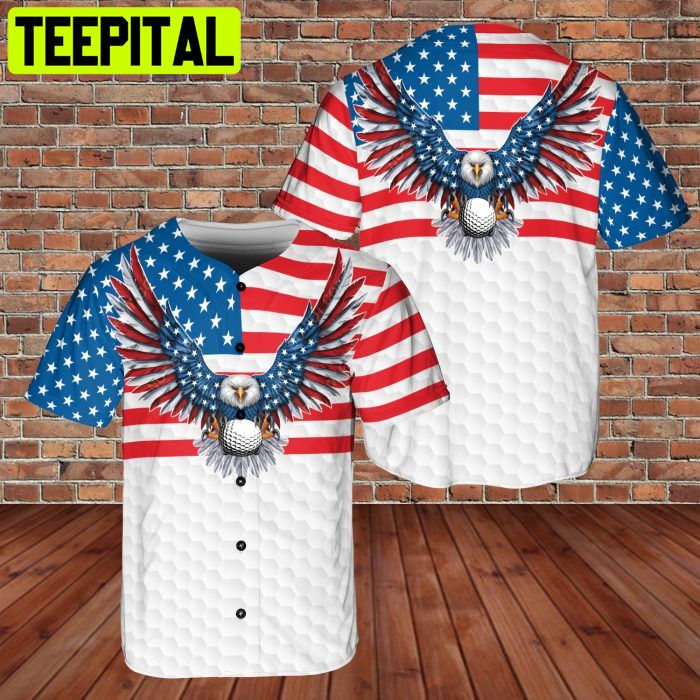 Custom Name American Eagle Patriot Golf US Flag 3D BaseBall Jersey Style 2 Golfer Custom Name American Eagle Patriot Golf US Flag 3D BaseBall Jersey Style 2 Golfer