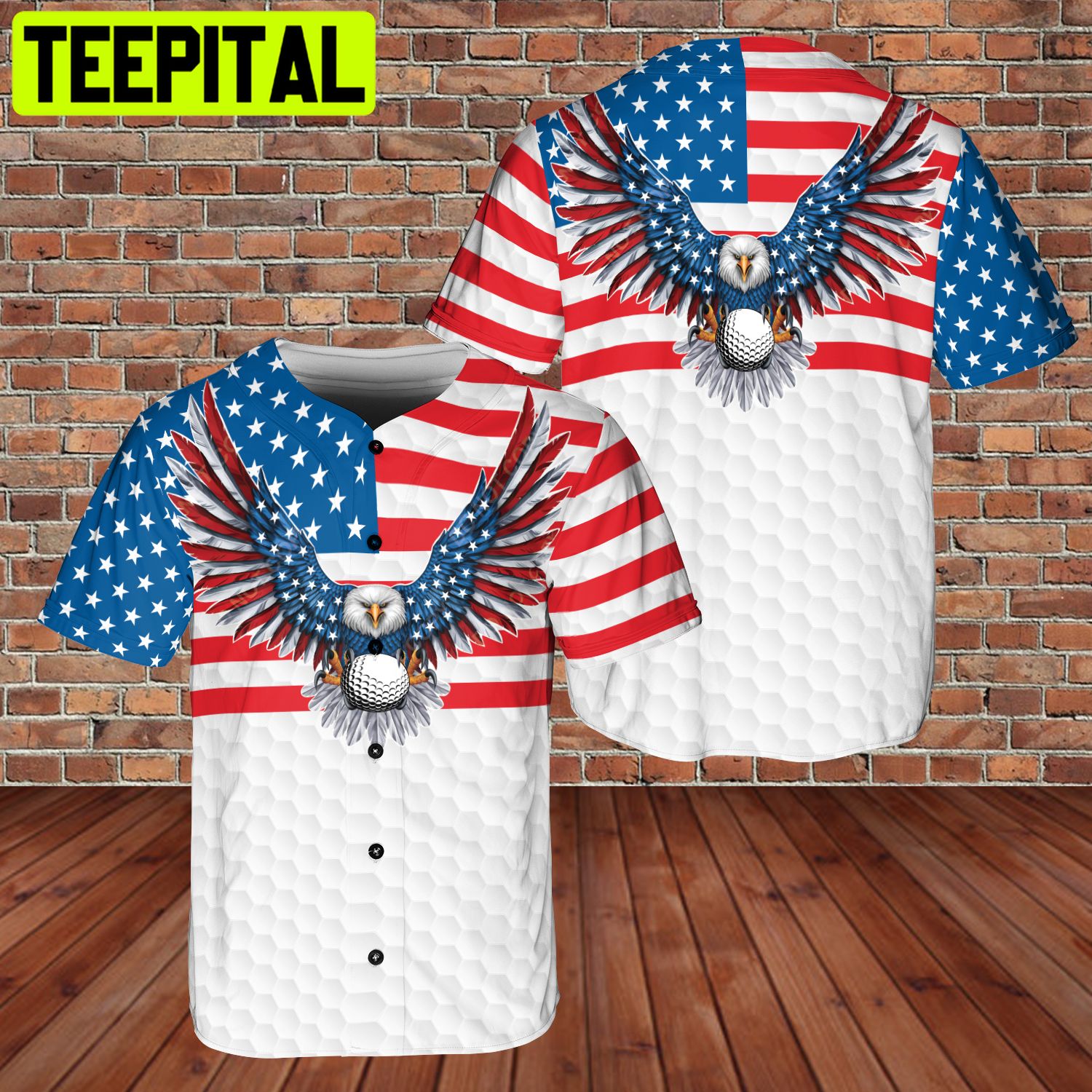 Custom Name American Eagle Patriot Golf US Flag 3D BaseBall Jersey Style 2 Golfer Custom Name American Eagle Patriot Golf US Flag 3D BaseBall Jersey Style 2 Golfer