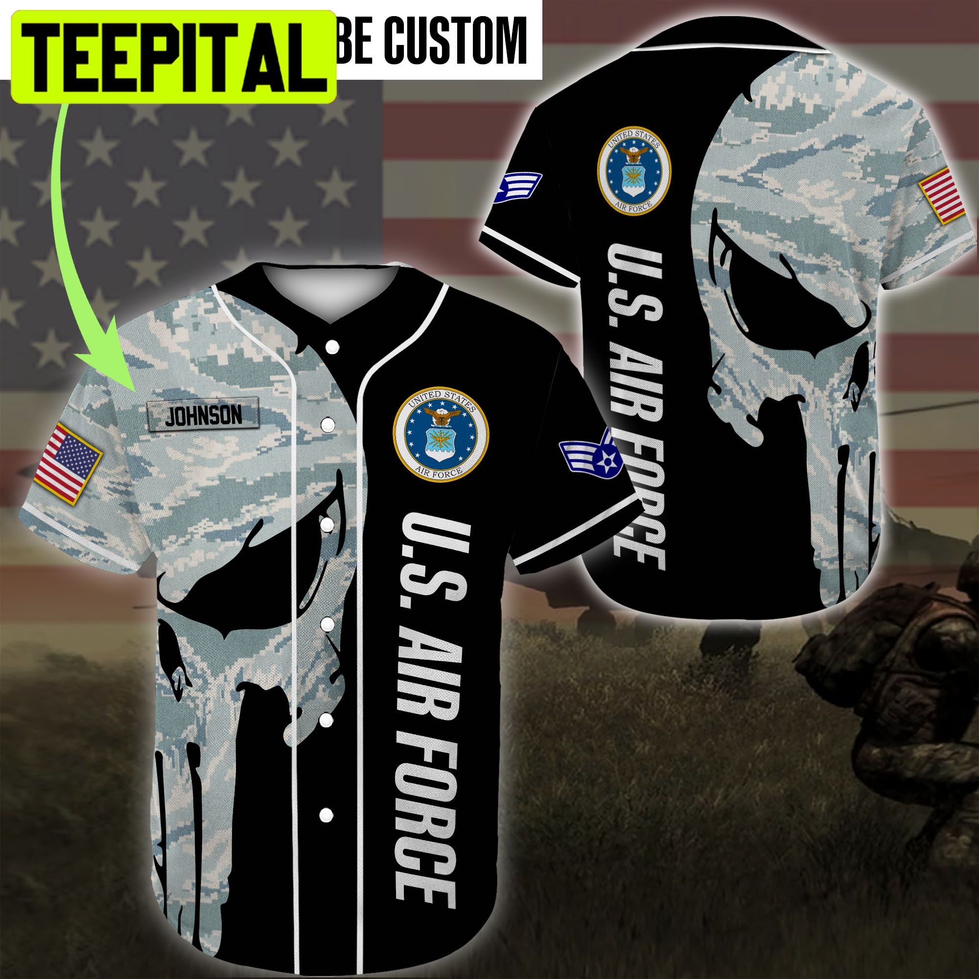 Custom Name Baseball Jersey United States Air Force All Over Printed Trending Baseball Jersey Custom Name Baseball Jersey United States Air Force All Over Printed Trending Baseball Jersey