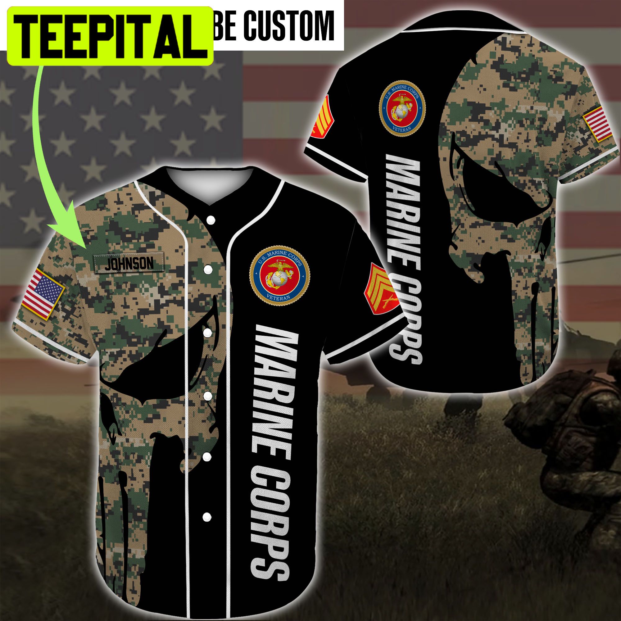 Custom Name Baseball Jersey United States Marine Corps Veteran All Over Printed Trending Baseball Jersey Custom Name Baseball Jersey United States Marine Corps Veteran All Over Printed Trending Baseball Jersey