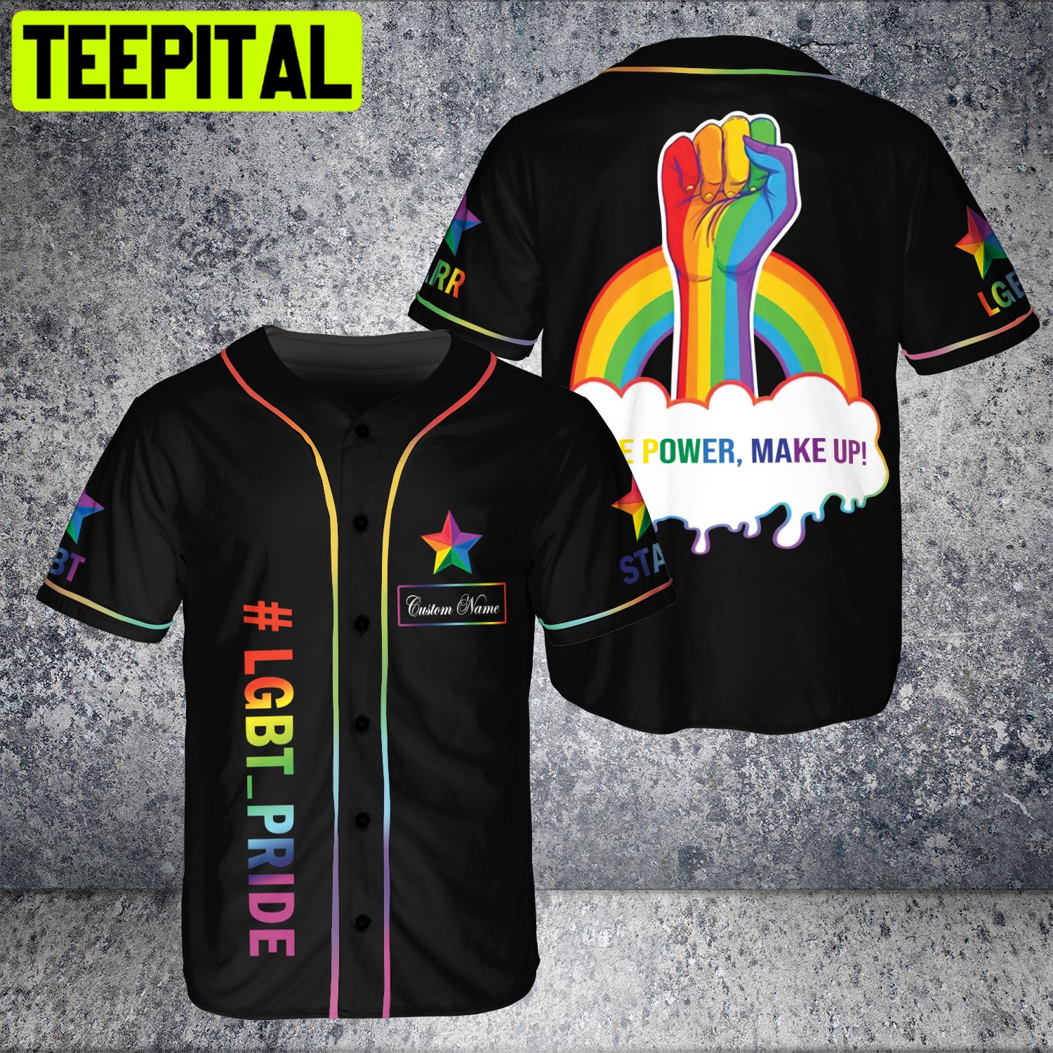 Custom Name LGBT Pride Hand Support Love Is Love LGBT Rainbow 3D Baseball Jersey Custom Name LGBT Pride Hand Support Love Is Love LGBT Rainbow 3D Baseball Jersey