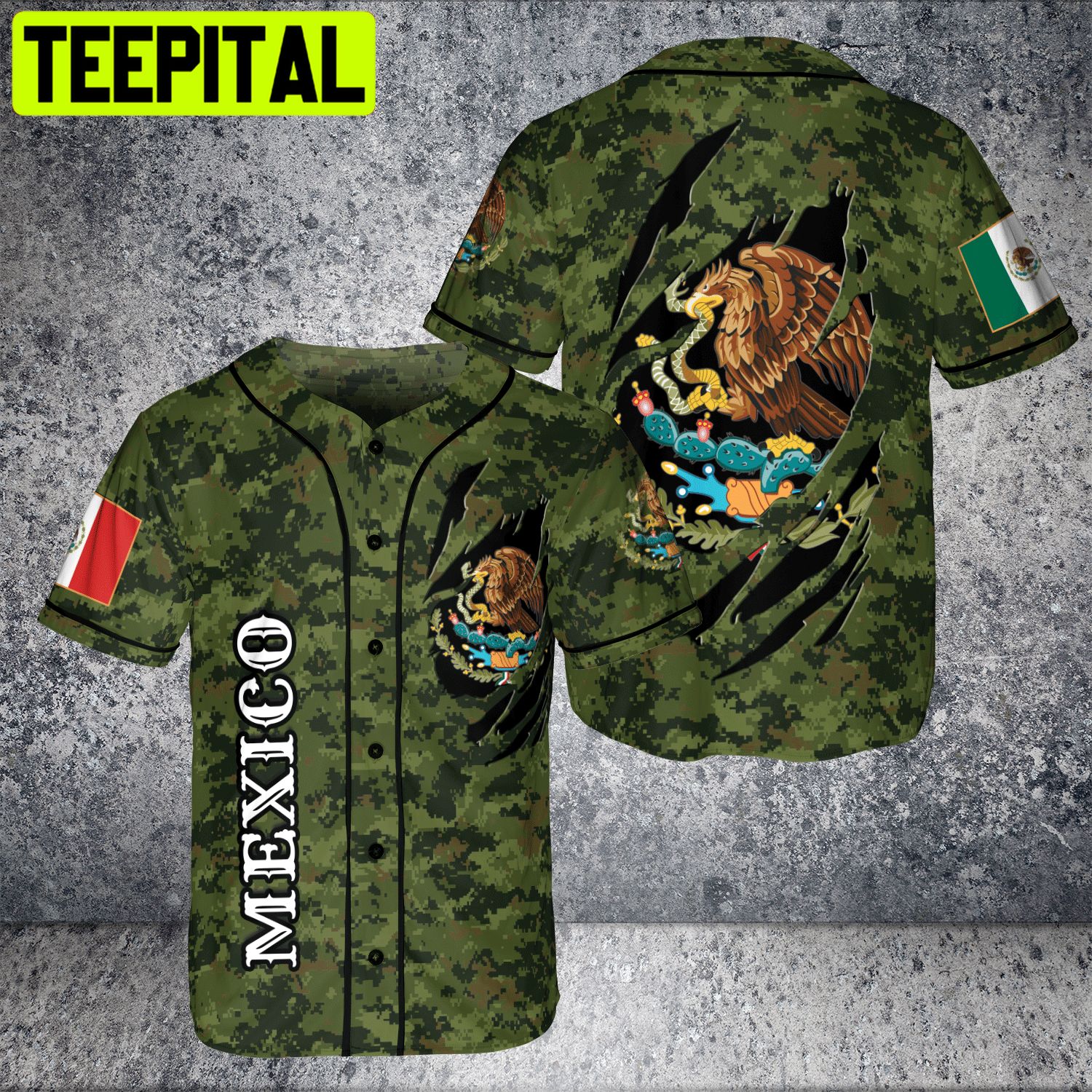 Custom Name Love Mexico 3D AOP Baseball Jersey Flag Eagle Sneak Army Style Custom Name Love Mexico 3D AOP Baseball Jersey Flag Eagle Sneak Army Style
