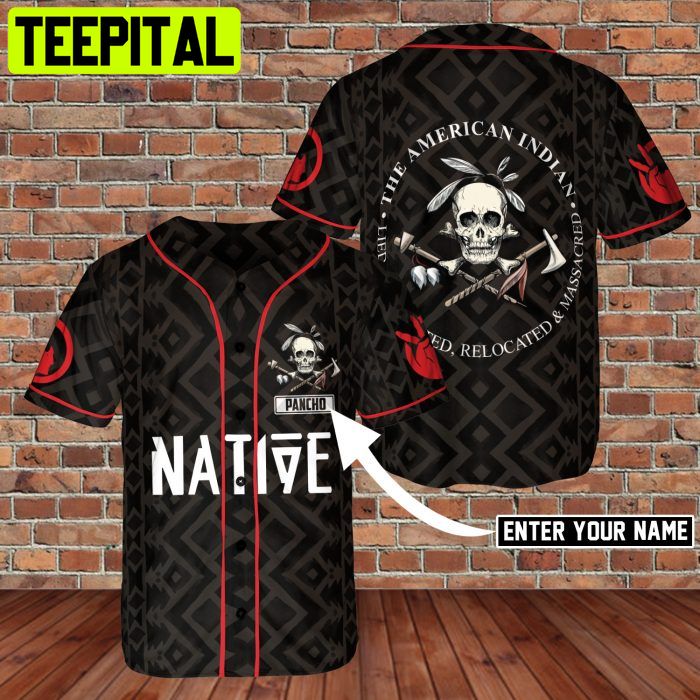 Custom Name Native Amercia Indianl Skull 3D BaseBall Jersey Dask Style Custom Name Native Amercia Indianl Skull 3D BaseBall Jersey Dask Style
