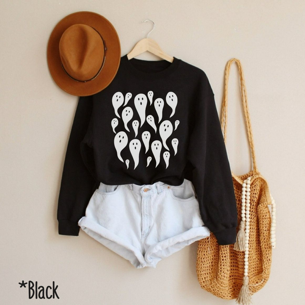 Cute Ghost Crewneck Halloween Sweatshirt Cute Ghost Crewneck Halloween Sweatshirt