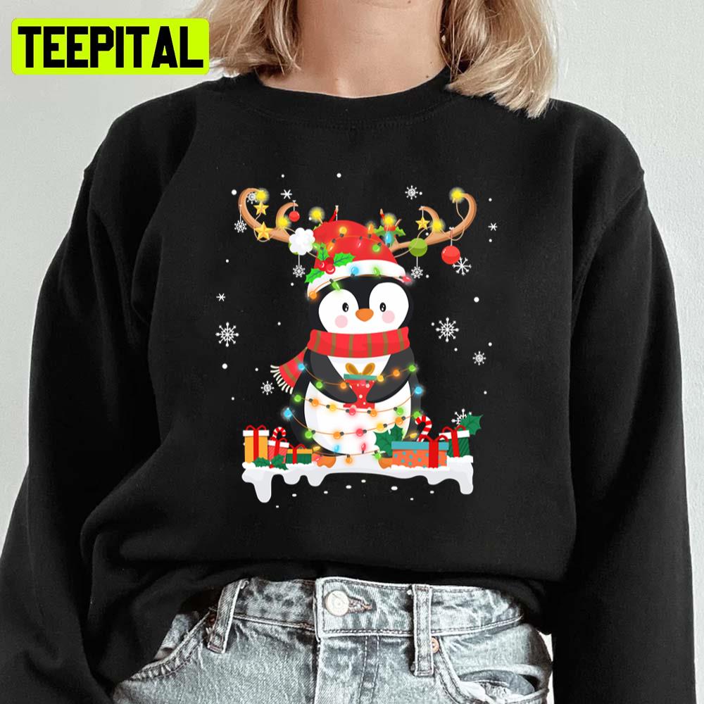 Cute Penguin Reindeer Santa Hat Xmas Christmas Penguin Unisex Sweatshirt Cute Penguin Reindeer Santa Hat Xmas Christmas Penguin Unisex Sweatshirt