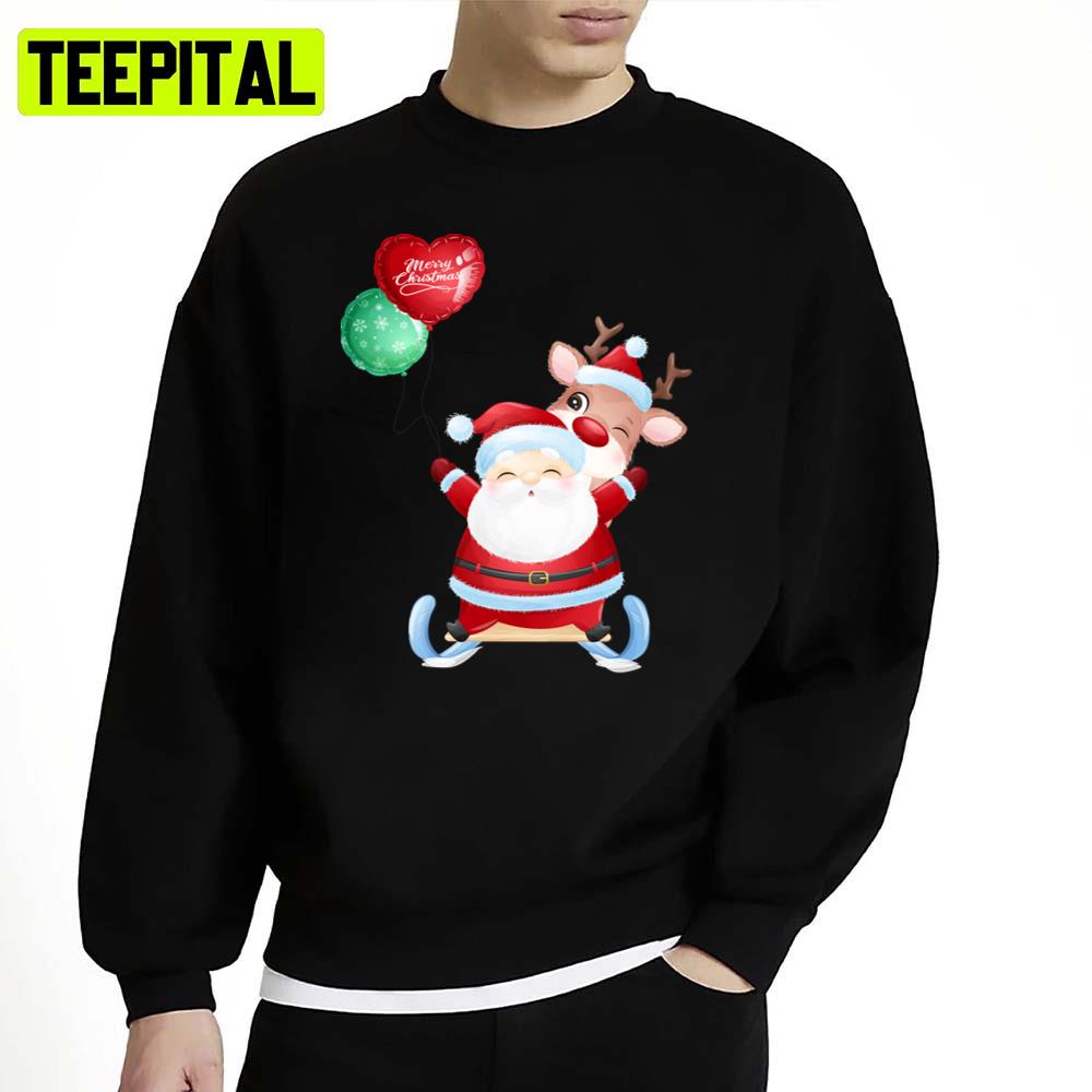 Cute Santa Claus Holding Baloons Unisex Sweatshirt Cute Santa Claus Holding Baloons Unisex Sweatshirt
