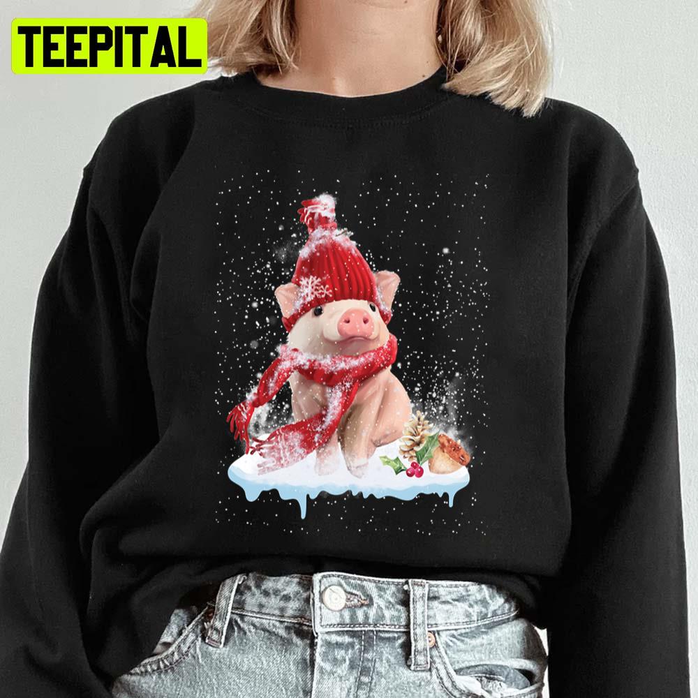 Cute Welcome Merry Christmas Funny Pig Design Unisex Sweatshirt Cute Welcome Merry Christmas Funny Pig Design Unisex Sweatshirt