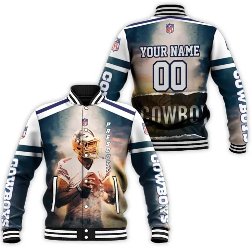 Dak Prescott 4 Dallas Cowboys 3d 1 Personalized Baseball Jacket