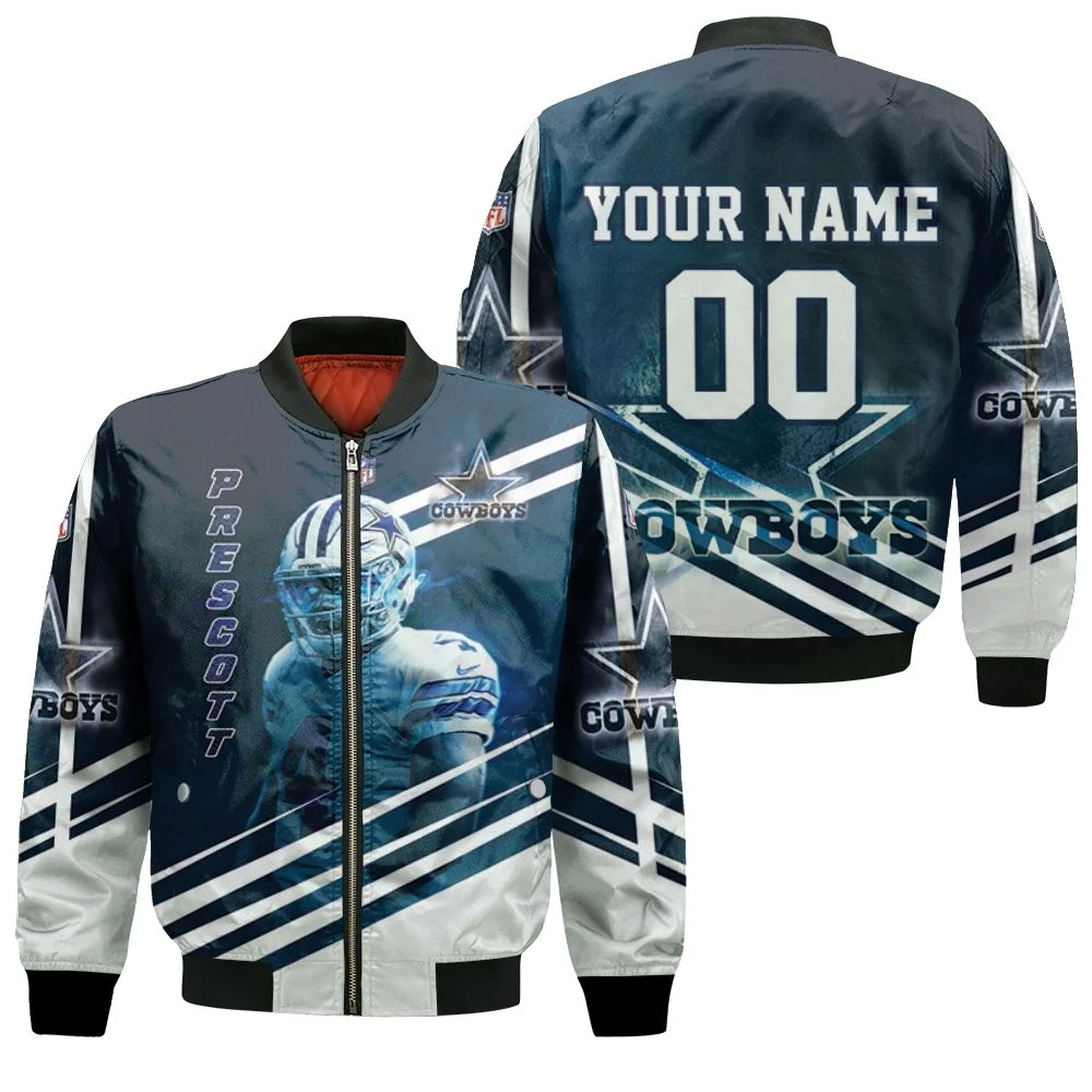 Dak Prescott 4 Dallas Cowboys 3d Personalized Bomber Jacket Dak Prescott 4 Dallas Cowboys 3d Personalized Bomber Jacket