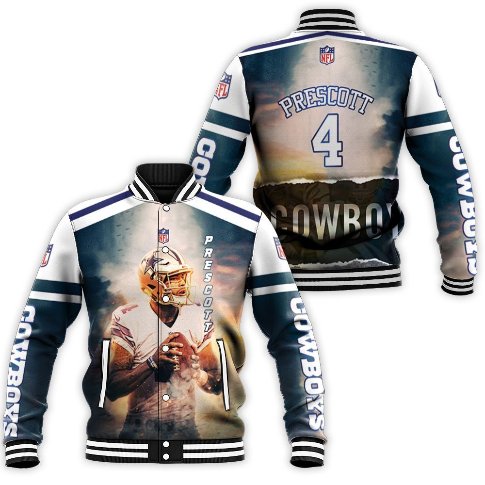 Dak Prescott 4 Dallas Cowboys3d Baseball Jacket Dak Prescott 4 Dallas Cowboys3d Baseball Jacket