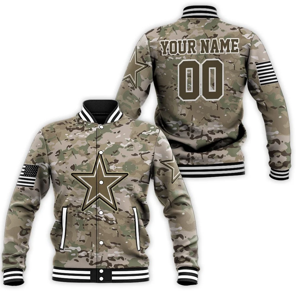 Dallas Cowboys Camouflage Pattern 3d Personalized Baseball Jacket Dallas Cowboys Camouflage Pattern 3d Personalized Baseball Jacket