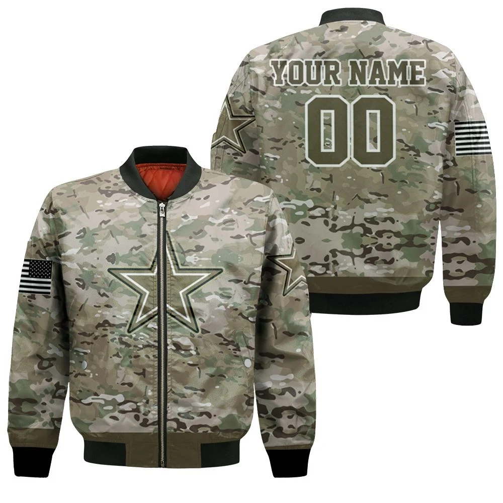 Dallas Cowboys Camouflage Pattern 3d Personalized Bomber Jacket Dallas Cowboys Camouflage Pattern 3d Personalized Bomber Jacket