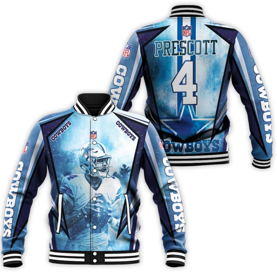 Dallas Cowboys Dak Prescott 4 3d Baseball Jacket Dallas Cowboys Dak Prescott 4 3d Baseball Jacket