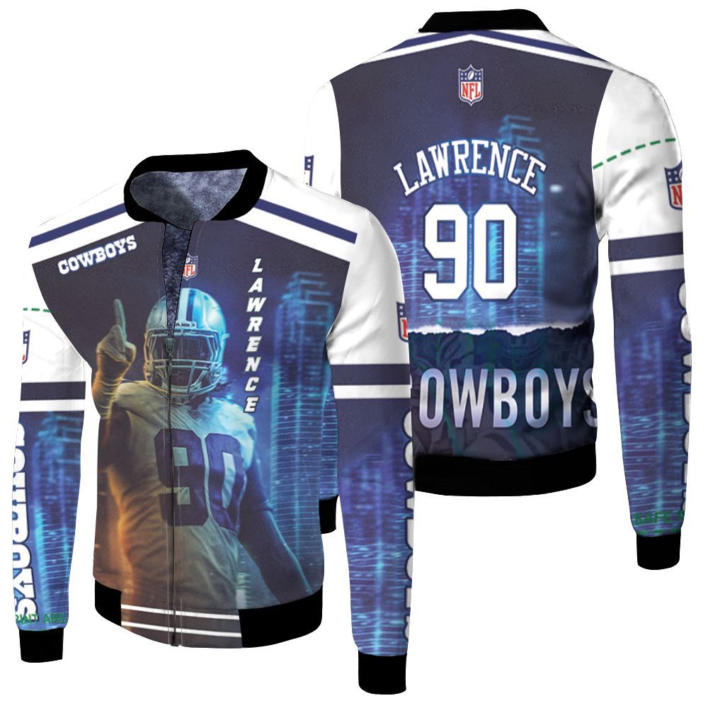 Dallas Cowboys Demarcus Lawrence 90 3d Fleece Bomber Jacket Dallas Cowboys Demarcus Lawrence 90 3d Fleece Bomber Jacket