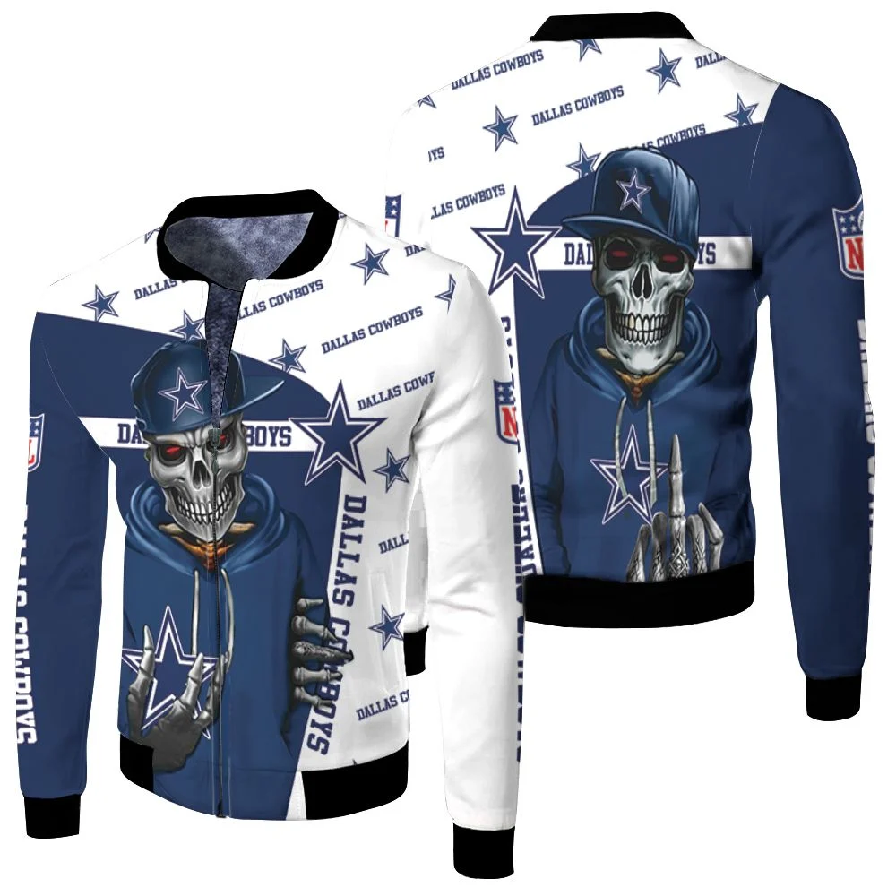 Dallas Cowboys Hip Hop Skull 3d Jersey Fleece Bomber Jacket Dallas Cowboys Hip Hop Skull 3d Jersey Fleece Bomber Jacket