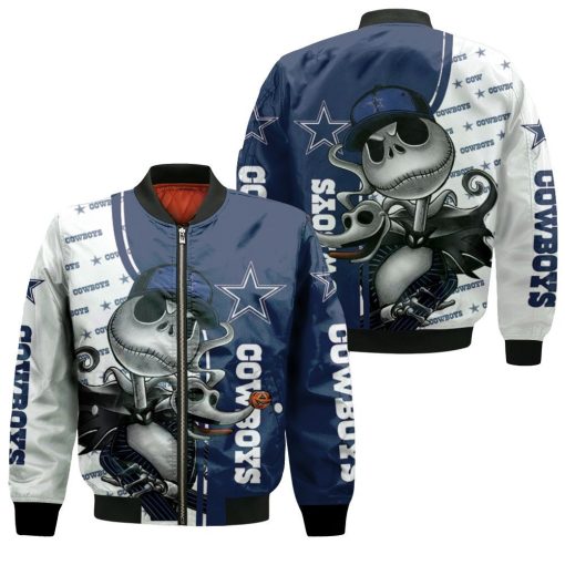 Dallas Cowboys Jack Skellington And Zero 3d Jersey Bomber Jacket