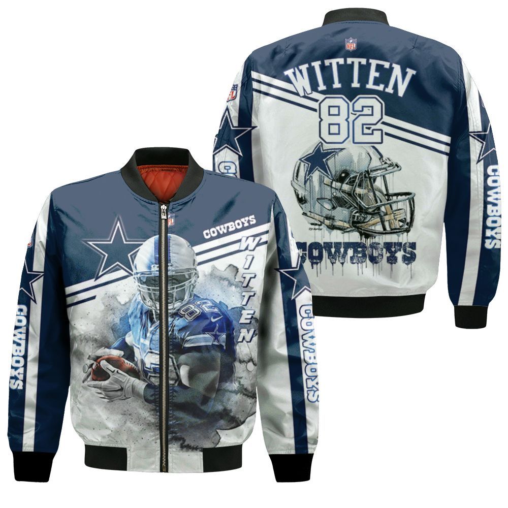Dallas Cowboys Jason Witten 82 3d Bomber Jacket Dallas Cowboys Jason Witten 82 3d Bomber Jacket