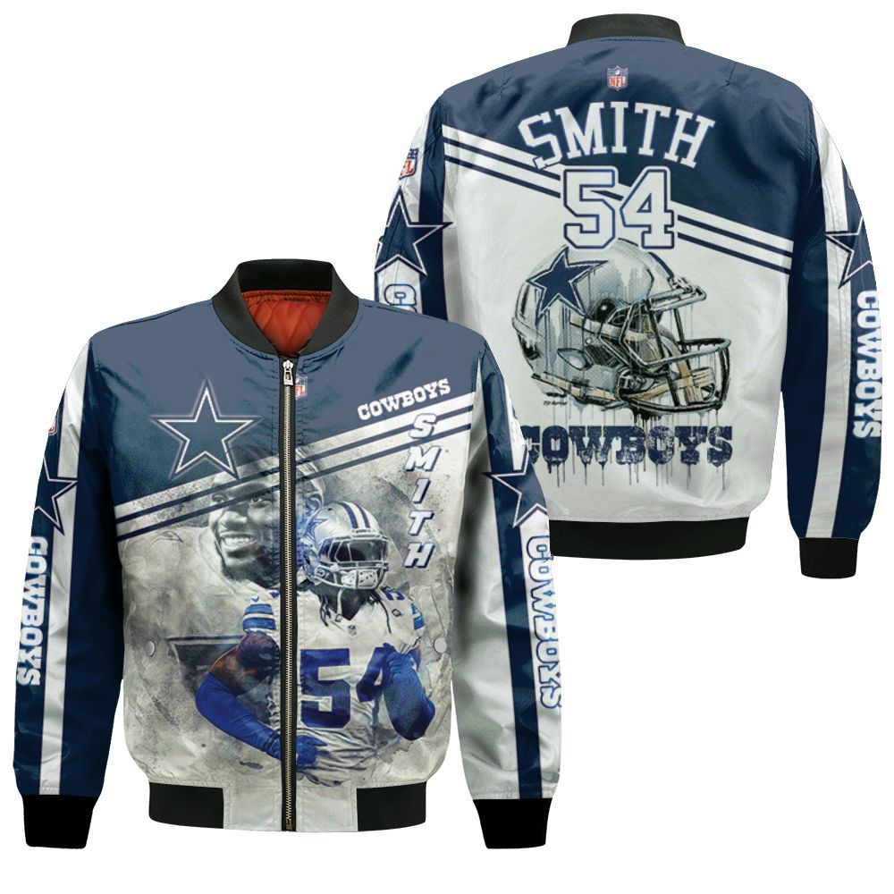 Dallas Cowboys Jaylon Smith 54 3d Bomber Jacket Dallas Cowboys Jaylon Smith 54 3d Bomber Jacket
