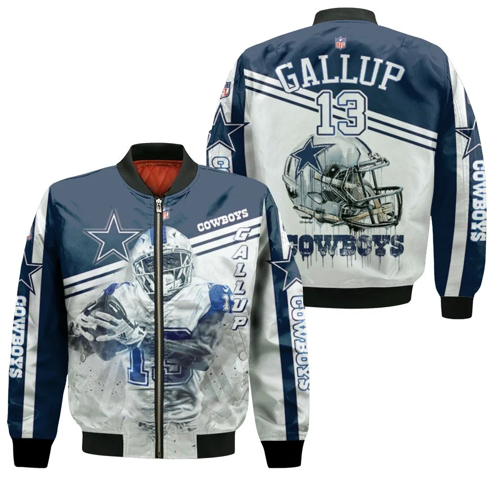 Dallas Cowboys Michael Gallup 13 3d Bomber Jacket Dallas Cowboys Michael Gallup 13 3d Bomber Jacket