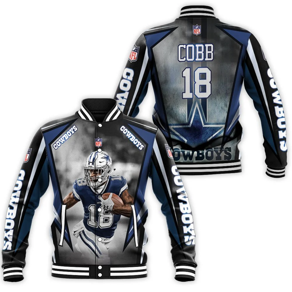 Dallas Cowboys Randall Cobb 18 3d Baseball Jacket Dallas Cowboys Randall Cobb 18 3d Baseball Jacket