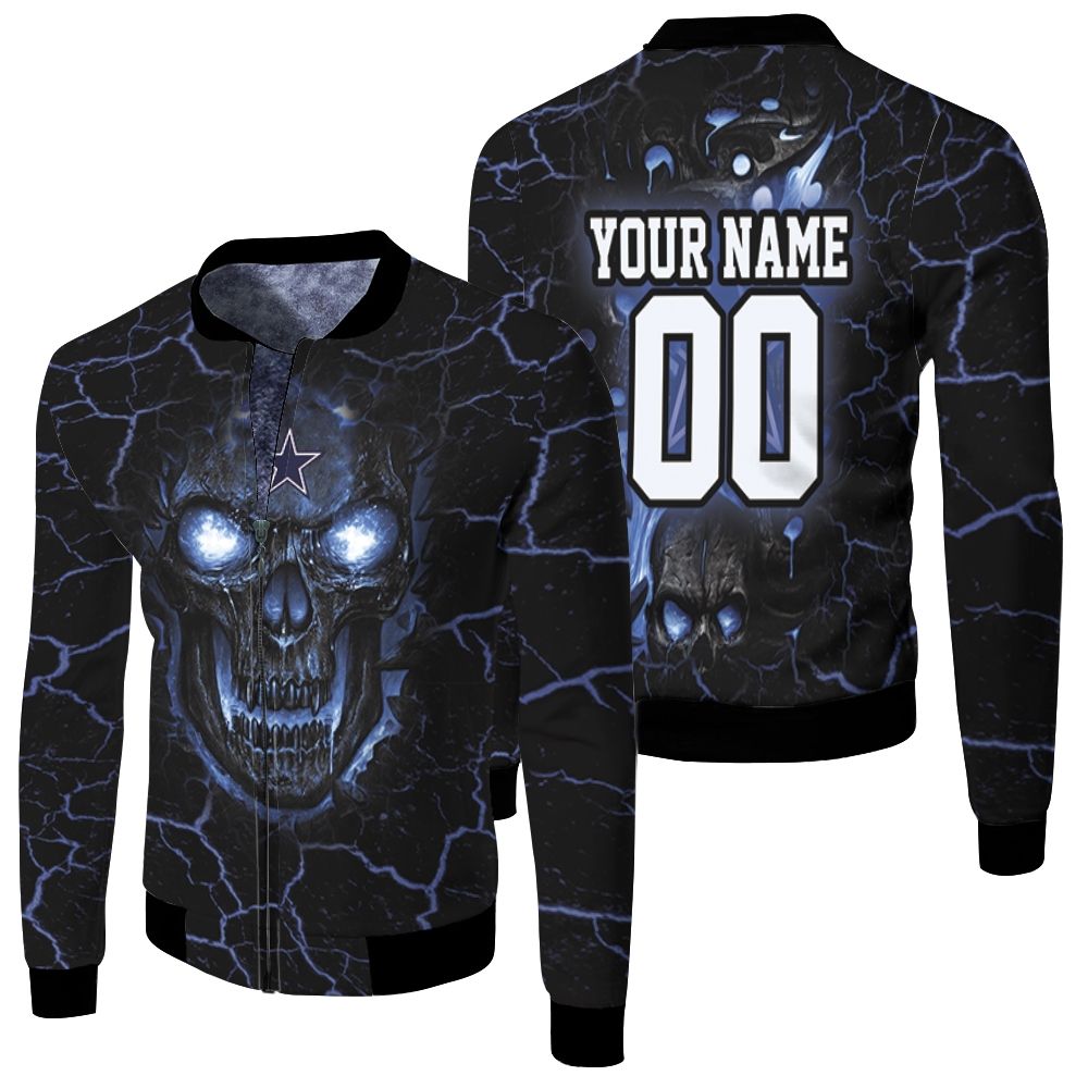 Dallas Cowboys Skull 3d Personalized Fleece Bomber Jacket Dallas Cowboys Skull 3d Personalized Fleece Bomber Jacket