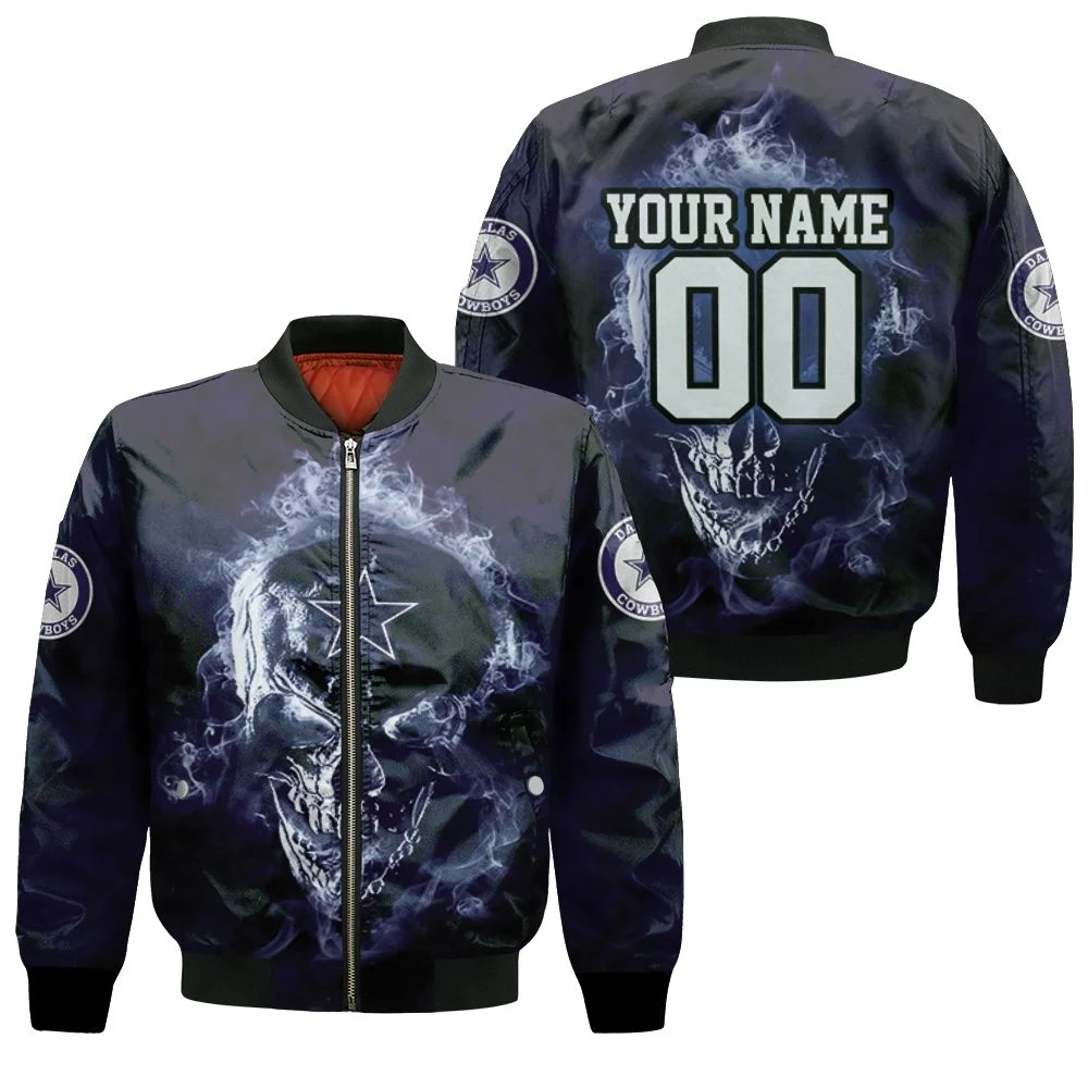 Dallas Cowboys Skull Nfl Fan 3d Personalized Bomber Jacket Dallas Cowboys Skull Nfl Fan 3d Personalized Bomber Jacket