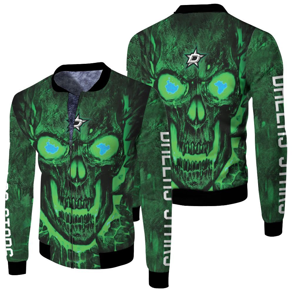 Dallas Stars Skull 3d Jersey Fleece Bomber Jacket Dallas Stars Skull 3d Jersey Fleece Bomber Jacket