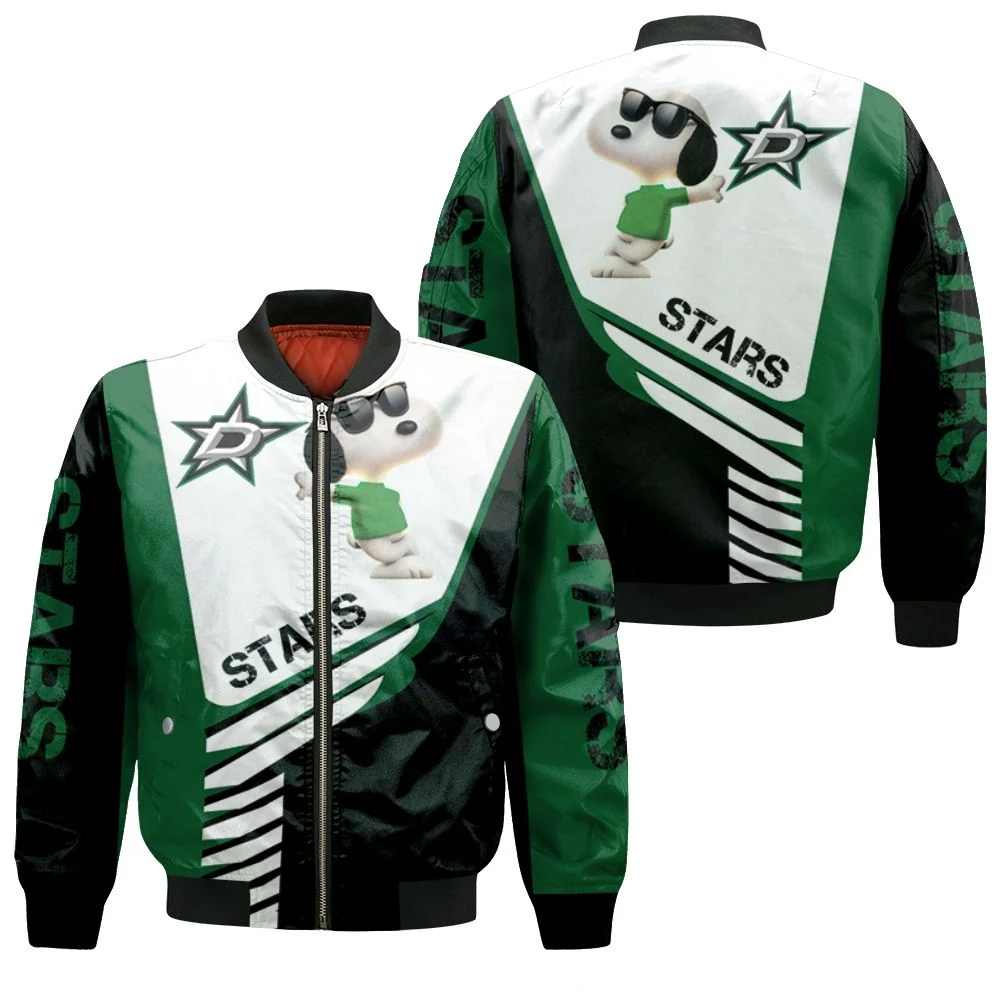 Dallas Stars Snoopy For Fans 3d Bomber Jacket Dallas Stars Snoopy For Fans 3d Bomber Jacket
