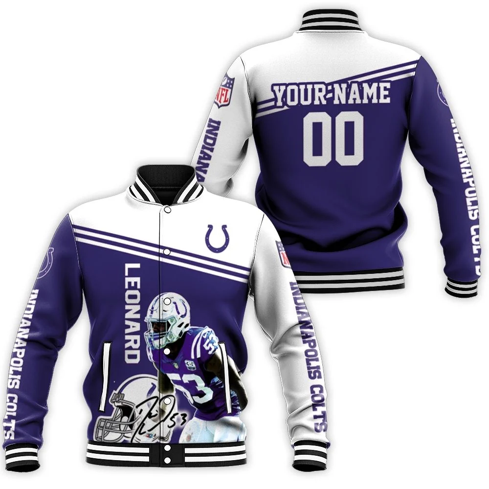 Darius Leonard Colts 3d Personalized Baseball Jacket Darius Leonard Colts 3d Personalized Baseball Jacket