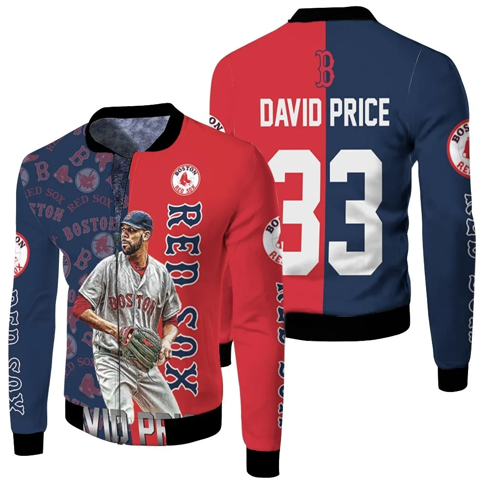 David Price Boston Red Sox 33 Fleece Bomber Jacket David Price Boston Red Sox 33 Fleece Bomber Jacket