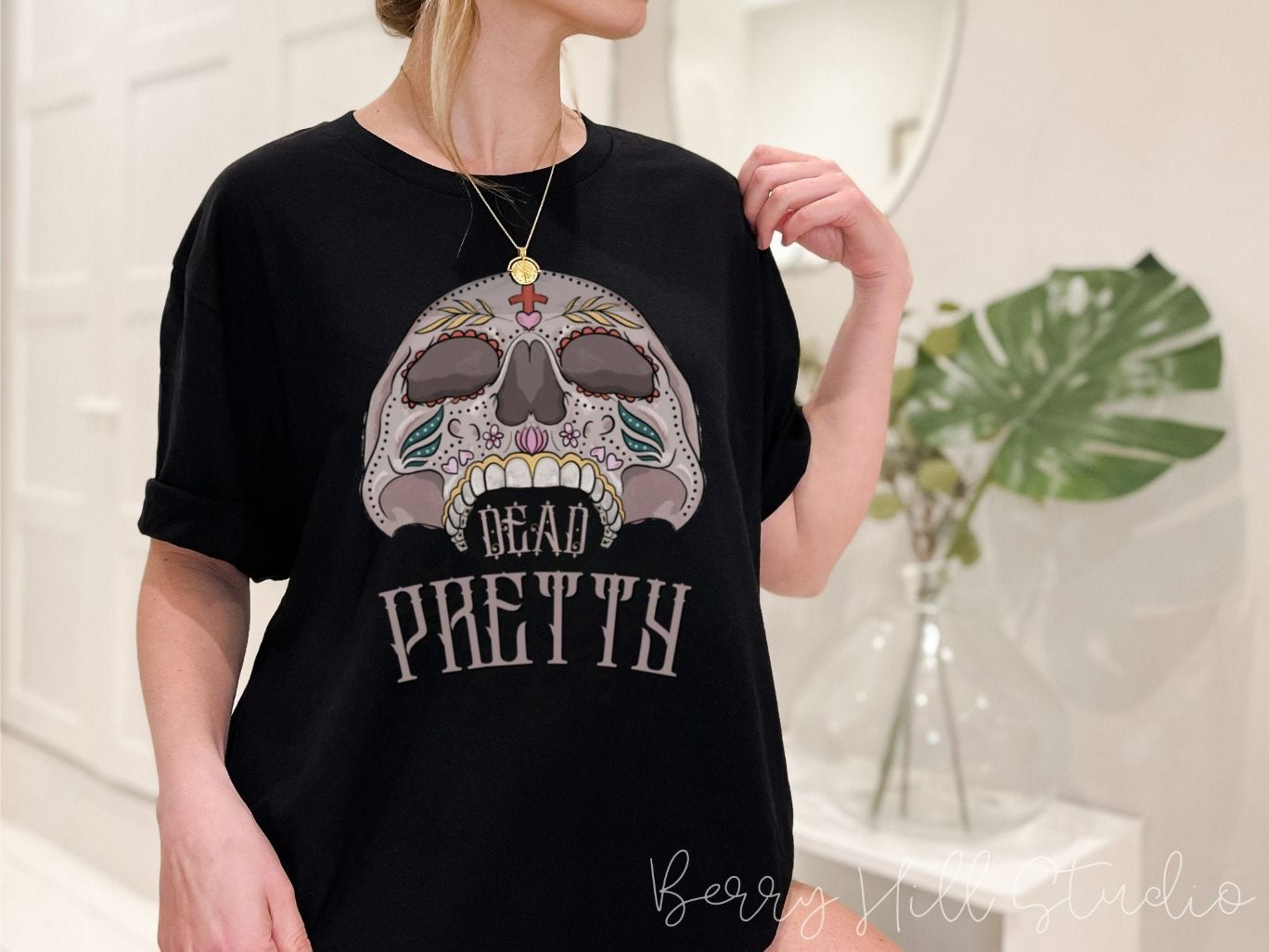 Dead Inside, Dead Pretty Skull Halloween Shirt Dead Inside, Dead Pretty Skull Halloween Shirt