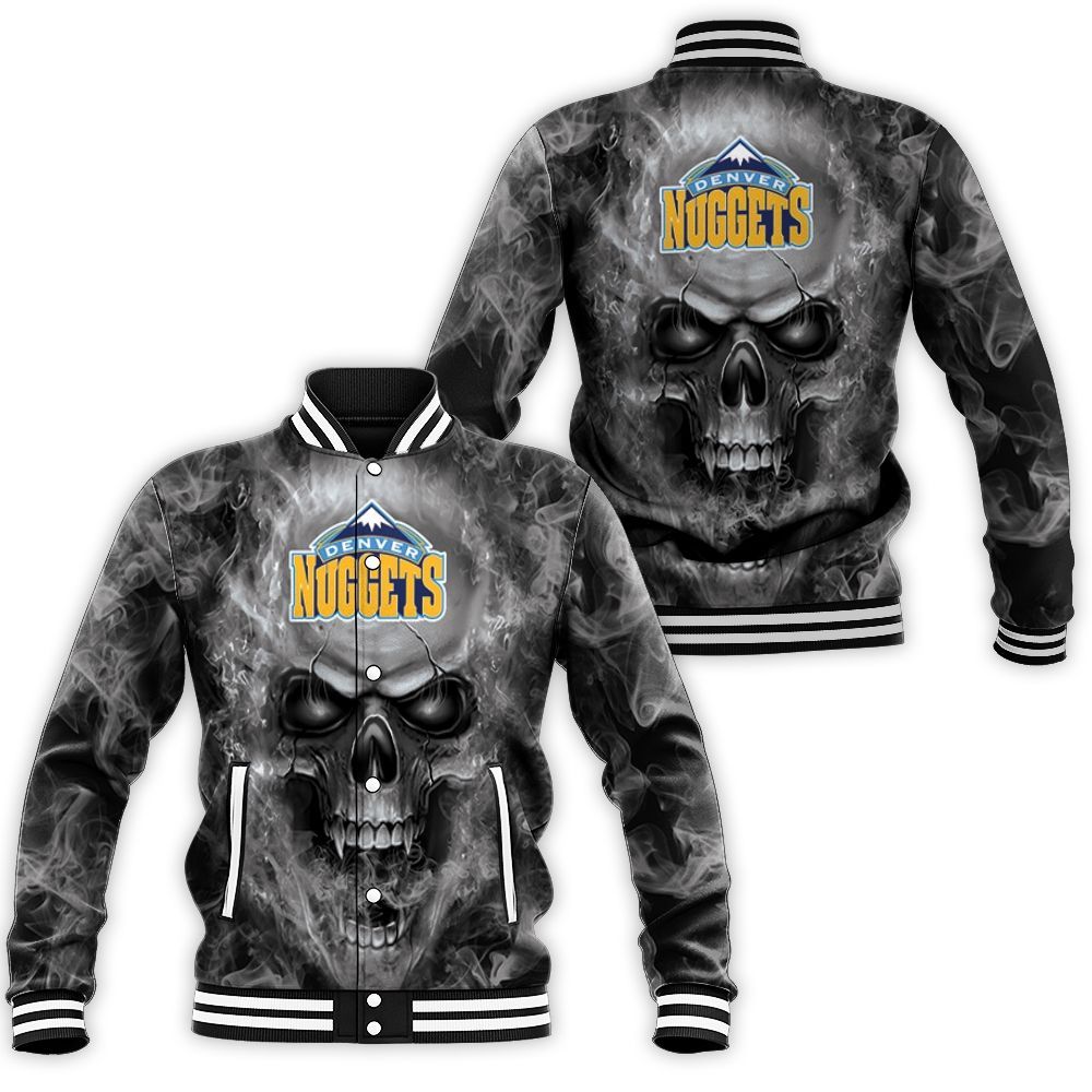 Denver Nuggets Nba Fans Skull Baseball Jacket Denver Nuggets Nba Fans Skull Baseball Jacket