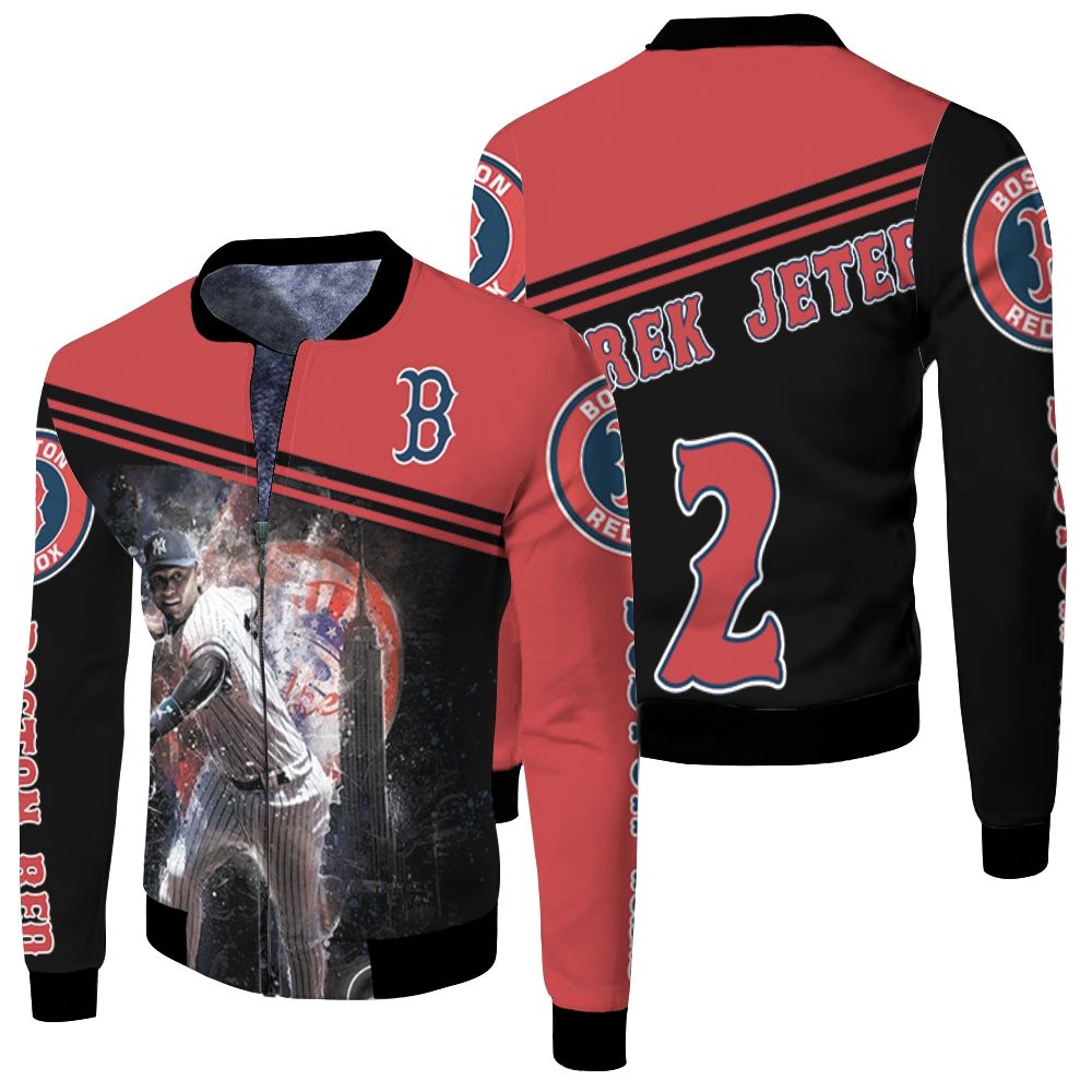 Derek Jeter Boston Red Sox Fleece Bomber Jacket Derek Jeter Boston Red Sox Fleece Bomber Jacket