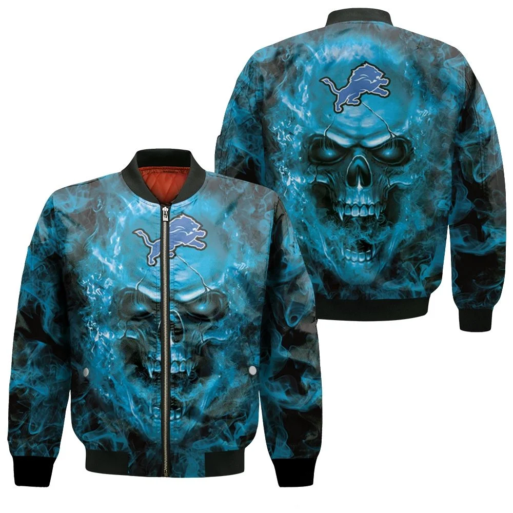 Detroit Lions Nfl Fans Skull Bomber Jacket Detroit Lions Nfl Fans Skull Bomber Jacket