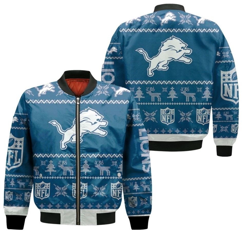 Detroit Lions Nfl Ugly Sweatshirt Christmas 3d Bomber Jacket Detroit Lions Nfl Ugly Sweatshirt Christmas 3d Bomber Jacket