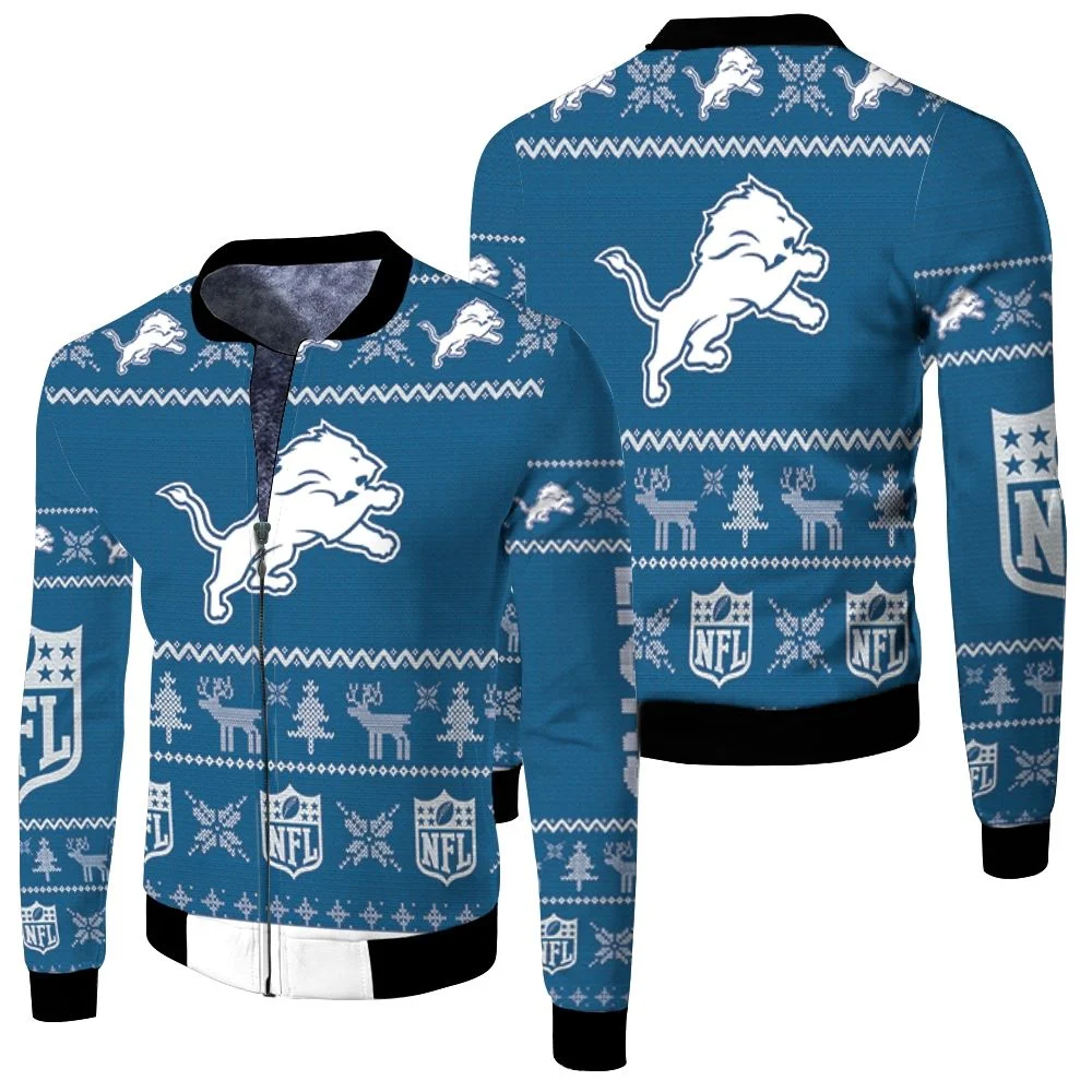 Detroit Lions Nfl Ugly Sweatshirt Christmas 3d Fleece Bomber Jacket Detroit Lions Nfl Ugly Sweatshirt Christmas 3d Fleece Bomber Jacket