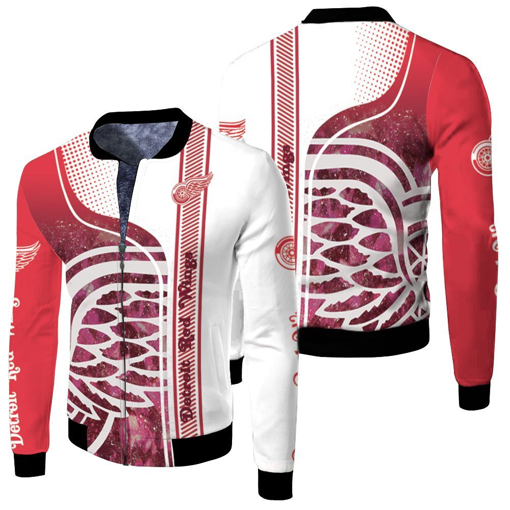 Detroit Red Wings Nhl 3d Jersey Fleece Bomber Jacket Detroit Red Wings Nhl 3d Jersey Fleece Bomber Jacket