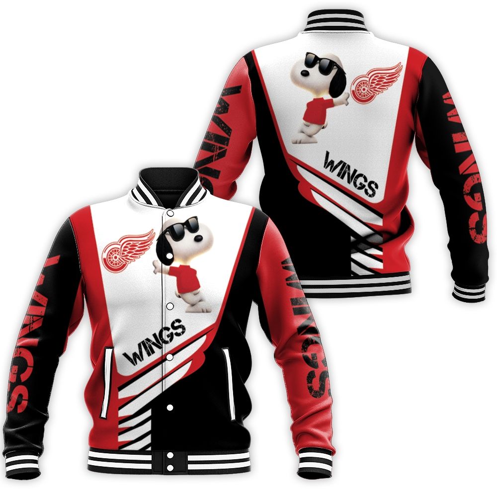 Detroit Red Wings Snoopy For Fans 3d Baseball Jacket Detroit Red Wings Snoopy For Fans 3d Baseball Jacket