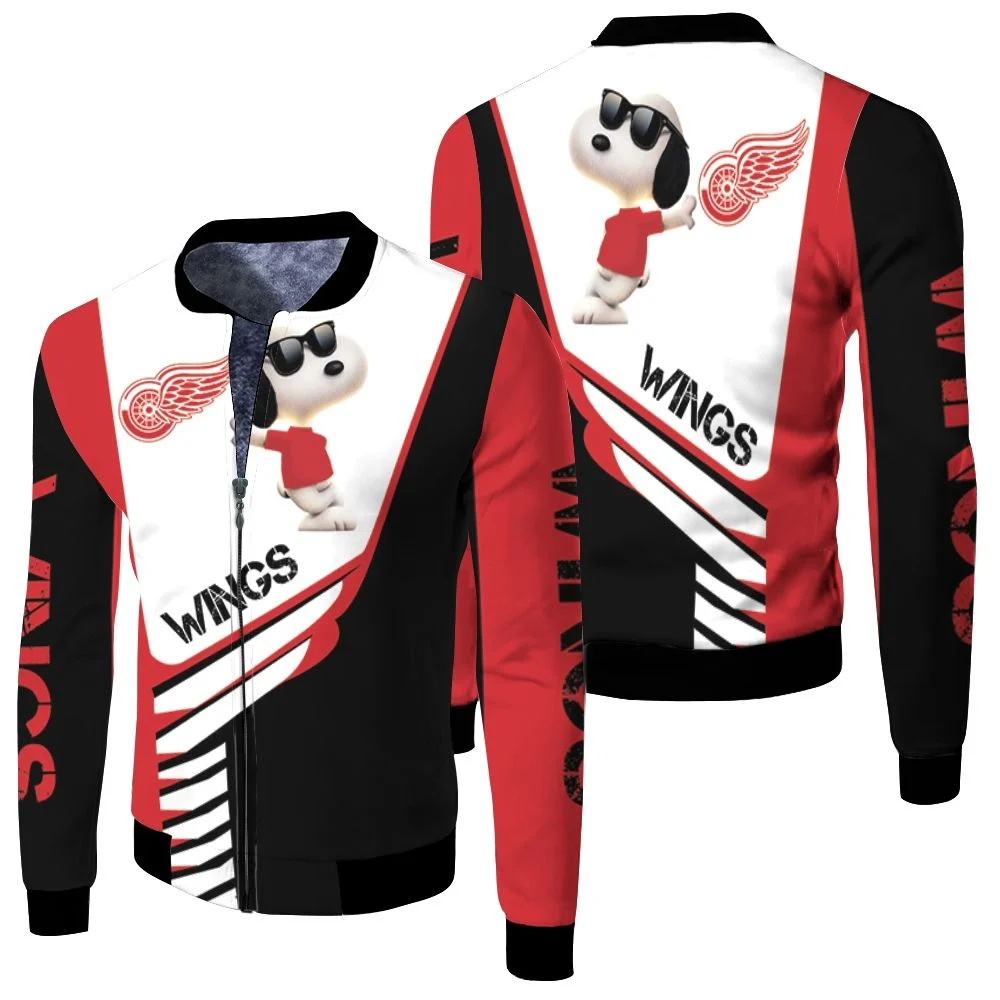 Detroit Red Wings Snoopy For Fans 3d Fleece Bomber Jacket Detroit Red Wings Snoopy For Fans 3d Fleece Bomber Jacket